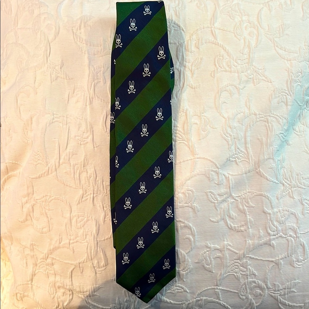 Psycho Bunny Green and Blue Floral Silk Tie
